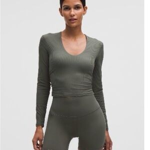 Lululemon All It Takes Ribbed Nulu V-Neck - Palm Deco - Size 6